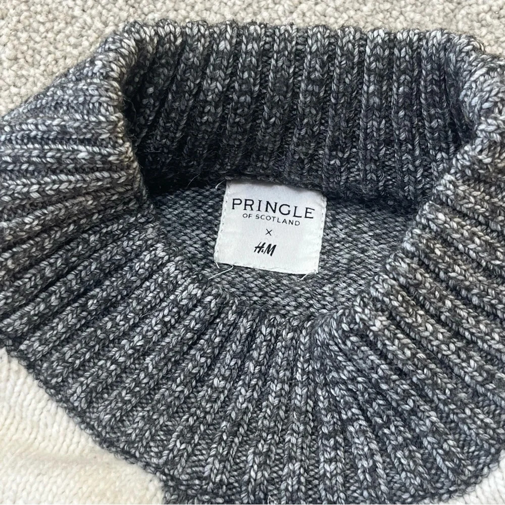 Pringle of Scotland x H&M Sweater Woman’s S Gray Diamond Polyester Wool - Picture 3 of 7